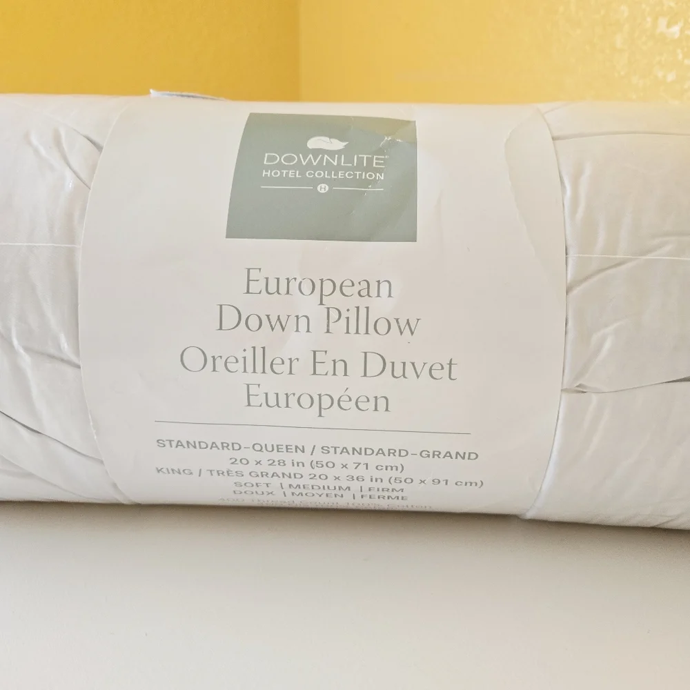 New Downlite Hotel Collection European Down Pillow King Soft 400TC 600FP